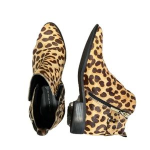Steven By Steve Madden Leopard Calf Hair Clio Ankle Flats Boots Booties